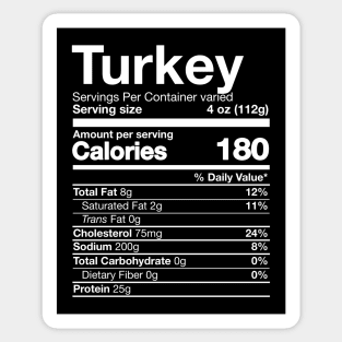 Turkey Nutrition Funny Thanksgiving Food Costume Sticker
